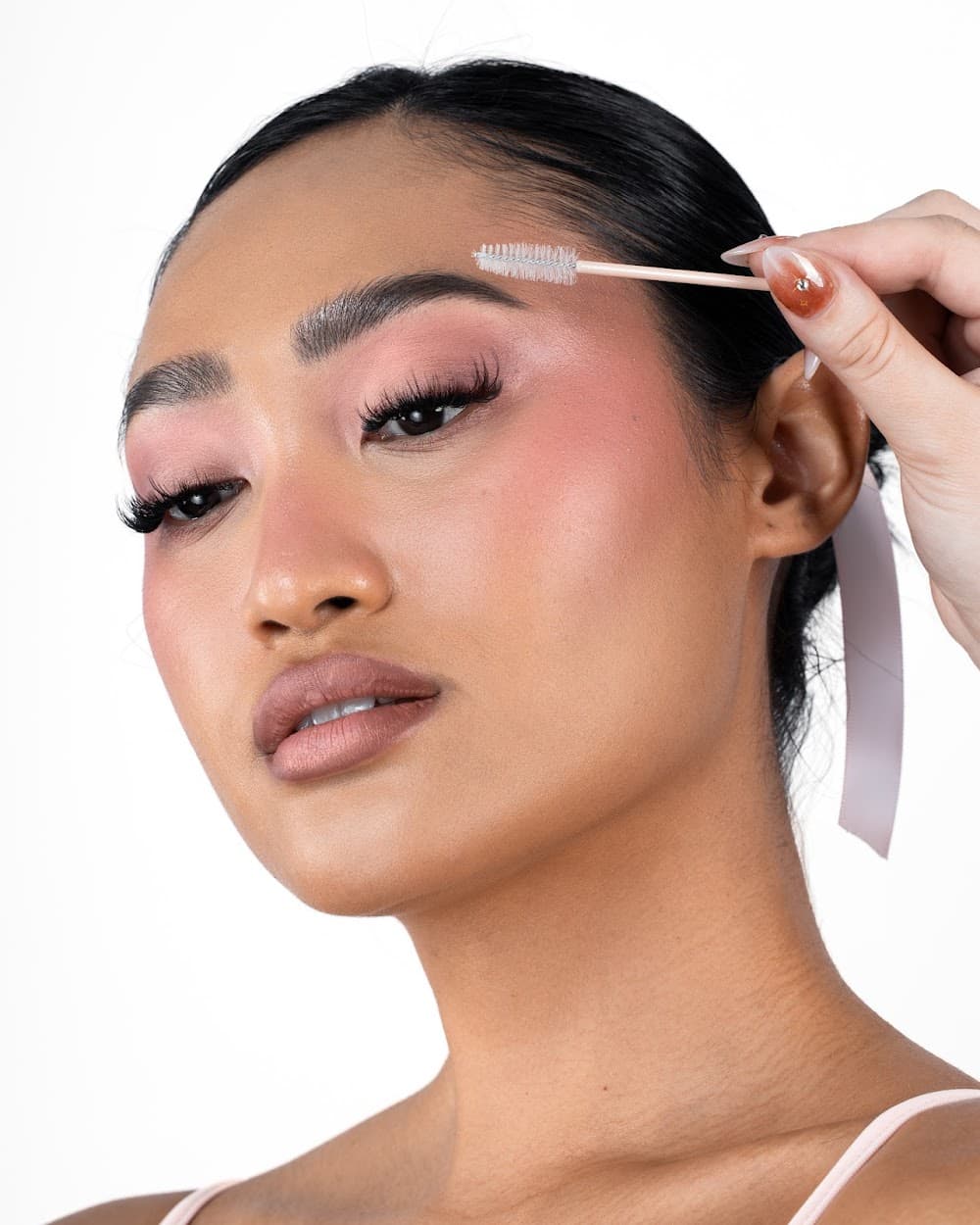 Close-up of professional eyelash extensions